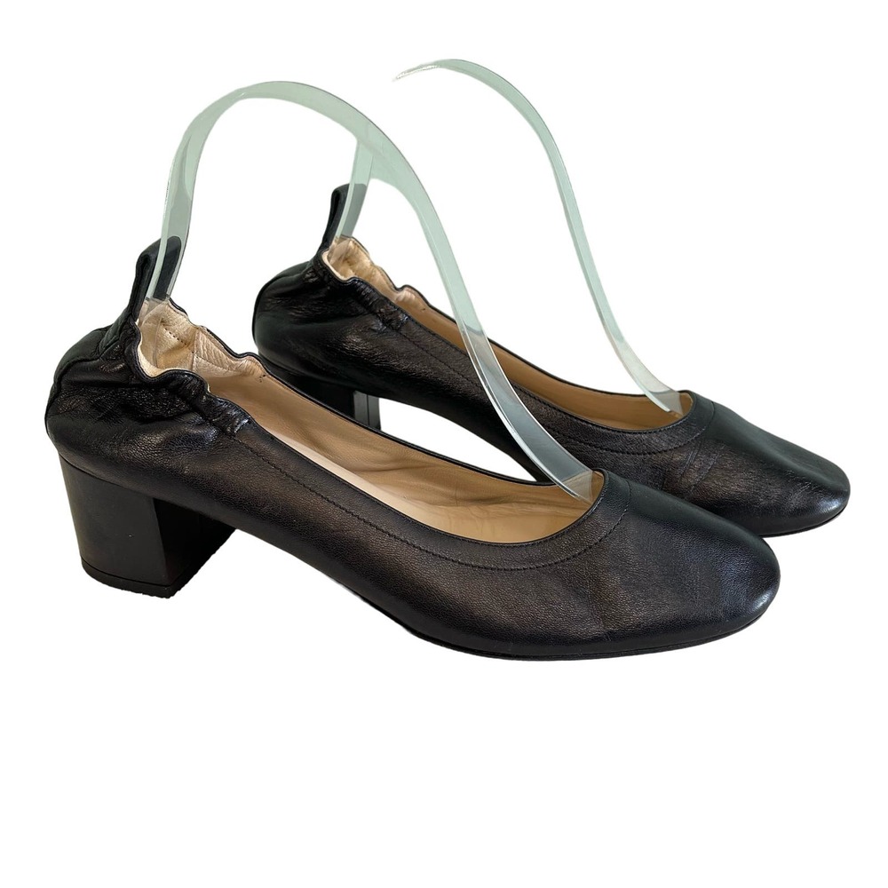 Everlane Women's Black Slip On Elastic Back Leather Round Toe Block Heels Size 7